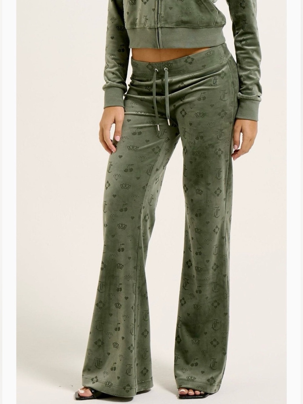 NWT Juicy Couture Monogram Lisa Low Rise Track Pants Thyme Green - Size 18 - 4XL